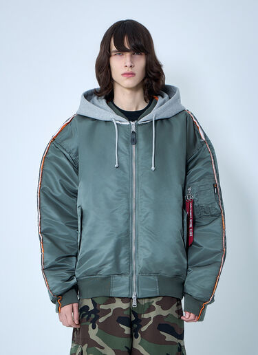 LN-CC® - VETEMENTS: フード付きボンバージャケット - グリーン VETEMENTS フード付きボンバージャケット グリーン vet0164006