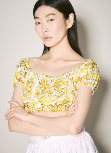 Dolce & Gabbana 短款锡釉陶印花上衣 黄色 dol0257009
