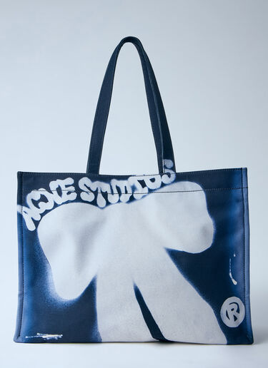 LN-CC® - Acne Studios: Logo Shopper Tote Bag - Navy Acne Studios Logo Shopper Tote Bag Navy acn0164005