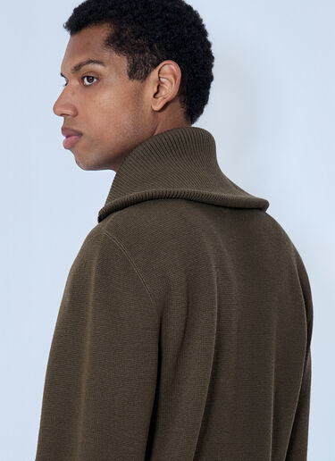 LN-CC® - Bottega Veneta: Zip-Front High Collar Cardigan - Dark Green Bottega Veneta Zip-Front High Collar Cardigan Dark Green bov0164014