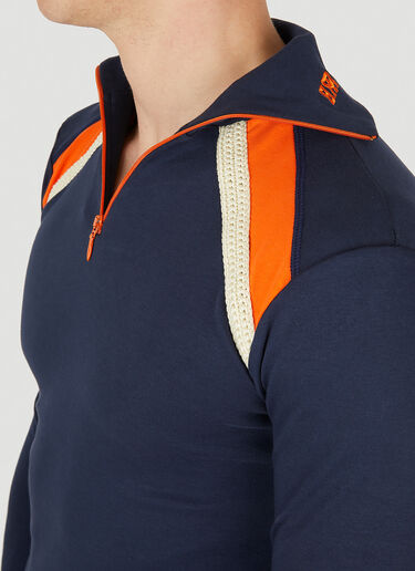 LN-CC® - Wales Bonner: Jazz Half Zip Top - Blue Wales Bonner Jazz Half Zip Top Blue wbn0150009