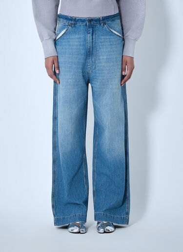 LN-CC® - Maison Margiela: Wide-Leg Denim Jeans - Blue Maison Margiela Wide-Leg Denim Jeans Blue mla0264005
