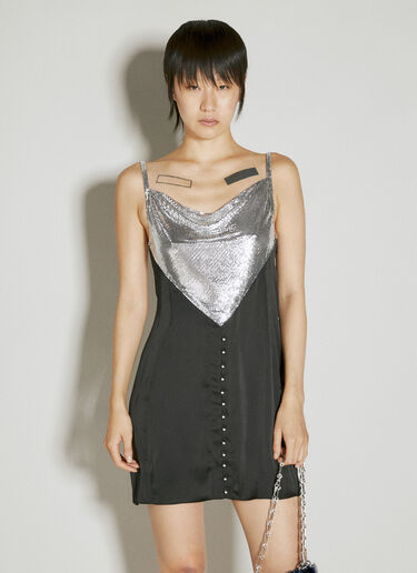 LN-CC® - Rabanne: Contrast Panel Mini Dress - Black Rabanne Contrast Panel Mini Dress Black pac0253006