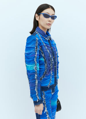 LN-CC® - Paula Canovas del Vas: Mesh Construction Denim Jacket - Blue Paula Canovas del Vas Mesh Construction Denim Jacket Blue pcd0254003