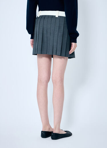 LN-CC® - Miu Miu: Pleated Mini Skirt - Grey Miu Miu Pleated Mini Skirt Grey miu0259008
