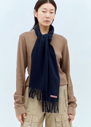 Acne Studios Skinny Fringe Wool Scarf Blue acn0257020