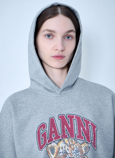 LN-CC® - GANNI: Isoli Beaded Baby Tiger Print Sweatshirt - Grey GANNI Isoli Beaded Baby Tiger Print Sweatshirt Grey gan0263004