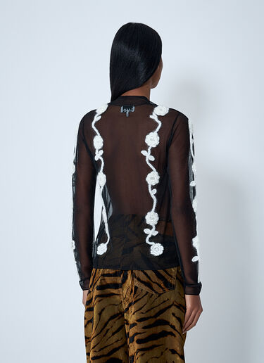 GANNI Sheer Floral Crochet Sweater Black gan0262002