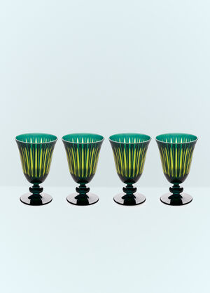 L'Objet Set Of Four Prism Wine Glasses Green wps0691627