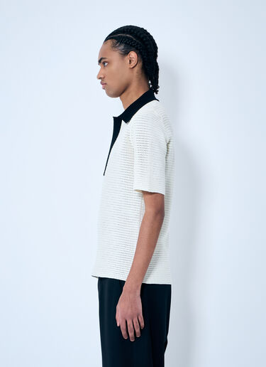 LN-CC® - Jil Sander: Open-Knit Polo Shirt - Black Jil Sander Open-Knit Polo Shirt Black jil0159003