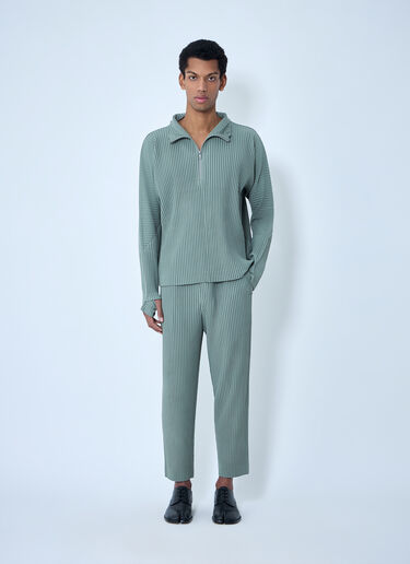 LN-CC® - Homme Plissé Issey Miyake: 플리츠 테이퍼드 팬츠 - 올리브 Homme Plissé Issey Miyake 플리츠 테이퍼드 팬츠 올리브 hmp0163002