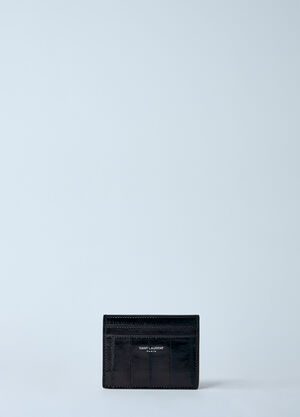Saint Laurent Logo Print Leather Cardholder Brown sla0158030