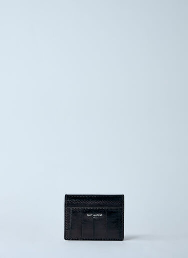 Saint Laurent Logo Print Leather Cardholder Brown sla0158030
