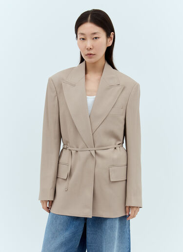 LN-CC® - Acne Studios: 戗驳领束带西装外套 - 米色 Acne Studios 戗驳领束带西装外套 米色 acn0257017