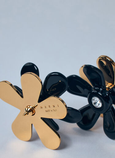 LN-CC® - Marni: Enameled Metal Flower Pop Earrings - Black Marni Enameled Metal Flower Pop Earrings Black mni0259029