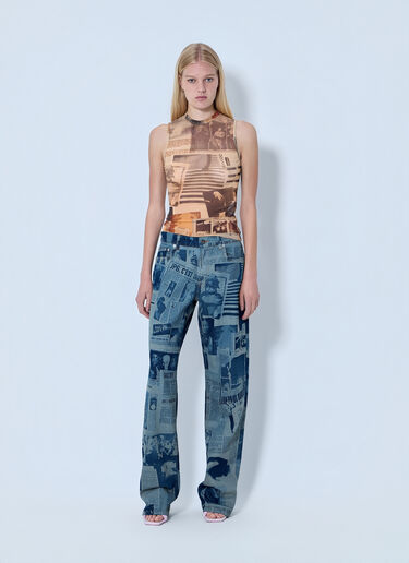 LN-CC® - Jean Paul Gaultier: Mesh Printed Journal Tank Top - Brown Jean Paul Gaultier Mesh Printed Journal Tank Top Brown jpg0264004