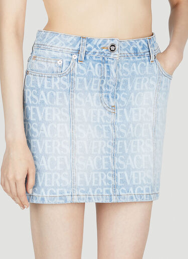 LN-CC® - Versace: Denim Jacquard Mini Skirt - Blue Versace Denim Jacquard Mini Skirt Blue vrs0253008