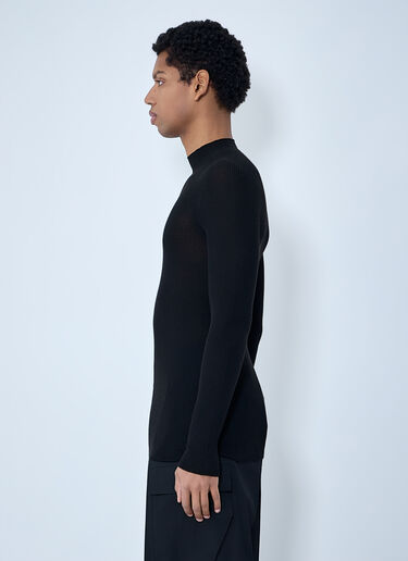 LN-CC® - Rick Owens: Ribbed Knit Long Sleeve Top - Black Rick Owens Ribbed Knit Long Sleeve Top Black ric0163009