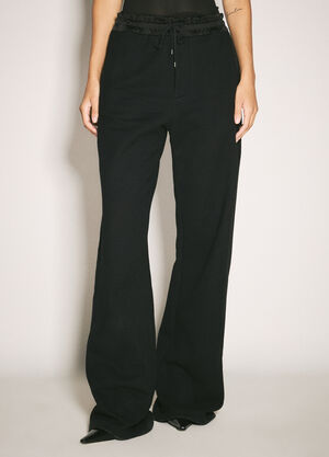 LN-CC® - Saint Laurent: Logo Embroidery Track Pants - Black Saint Laurent Logo Embroidery Track Pants Black sla0257029