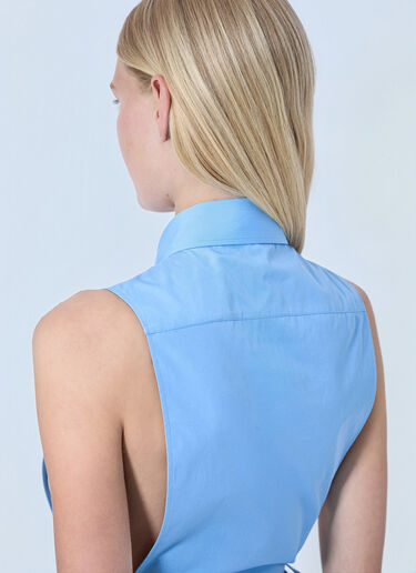 LN-CC® - Miu Miu: Poplin Sleeveless Shirt - Blue Miu Miu Poplin Sleeveless Shirt Blue miu0264101