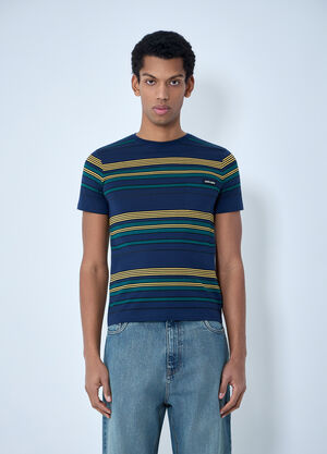 LN-CC® - Miu Miu: Striped Cotton Jersey T-Shirt - Blue Miu Miu Striped Cotton Jersey T-Shirt Blue miu0164008