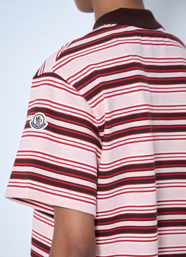 LN-CC® - Moncler: Striped Polo Shirt - Pink Moncler Striped Polo Shirt Pink mon0265096