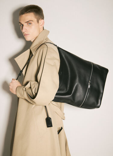 LN-CC® - Saint Laurent: Leather Hobo Tote Bag - Black Saint Laurent Leather Hobo Tote Bag Black sla0158035