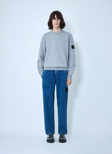 LN-CC® - Stone Island: Elasticated Denim Cargo Trousers - Blue Stone Island Elasticated Denim Cargo Trousers Blue sto0164031