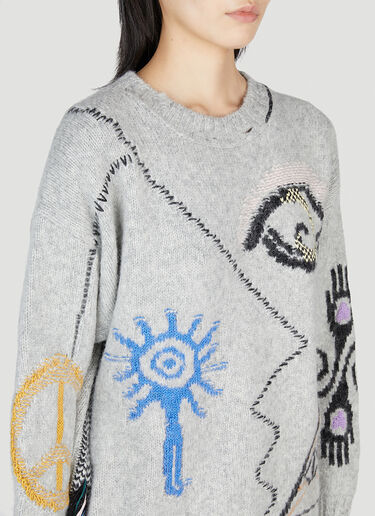 LN-CC® - Stella McCartney: Folklore Embroidery Sweater - Grey Stella McCartney Folklore Embroidery Sweater Grey stm0253005