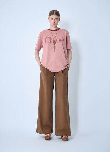 LN-CC® - Chloé: Logo Motif T-Shirt - Pink Chloé Logo Motif T-Shirt Pink chl0261005