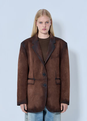 LN-CC® - Acne Studios: Distressed Suede Blazer - Brown Acne Studios Distressed Suede Blazer Brown acn0264029