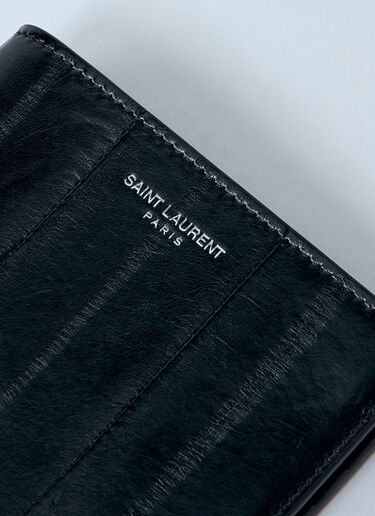 LN-CC® - Saint Laurent: Leather Logo Motif Bi-Fold Wallet - Brown Saint Laurent Leather Logo Motif Bi-Fold Wallet Brown sla0158026