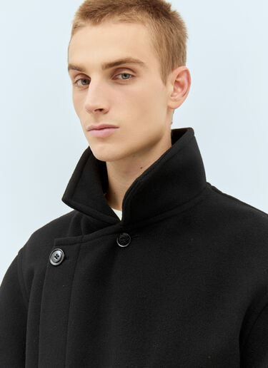 LN-CC® - Lemaire: Wrap Wool Coat - Black Lemaire Wrap Wool Coat Black lem0362020