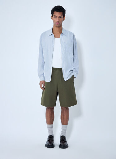 LN-CC® - Prada: Elastic Waist Cotton Shorts - Green Prada Elastic Waist Cotton Shorts Green pra0163007