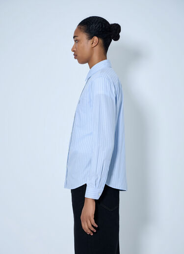 Saint Laurent Striped Cotton Poplin Shirt Light Blue sla0263026