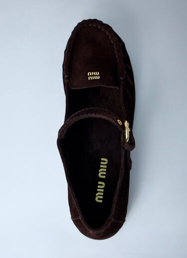 Miu Miu スエード メリージェーン ローファー ブラウン miu0263023