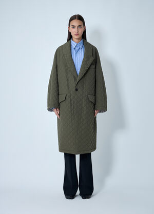 LN-CC® - Maison Margiela: Nylon Quilted Coat - Green Maison Margiela Nylon Quilted Coat Green mla0262001