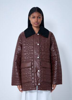 GANNI Quilted Jacket Brown gan0263009