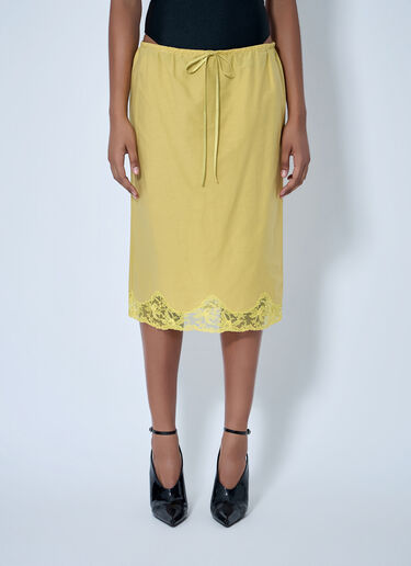 LN-CC® - Saint Laurent: Laced Half-Slip Skirt - Yellow Saint Laurent Laced Half-Slip Skirt Yellow sla0263020