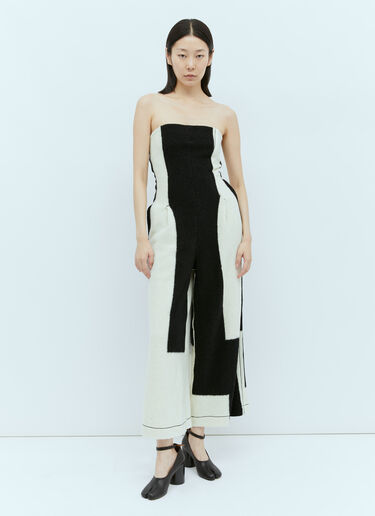 LN-CC® - Issey Miyake: Rectilinear 缩绒连身裤 - 白色 Issey Miyake Rectilinear 缩绒连身裤 白色 ism0254004