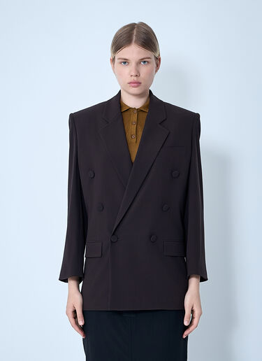 LN-CC® - Saint Laurent: Silk Blazer - Brown Saint Laurent Silk Blazer Brown sla0258062