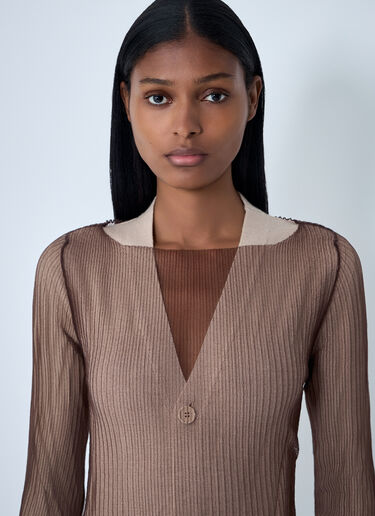 MM6 Maison Margiela Layered Cardigan Dress Brown mmm0262005