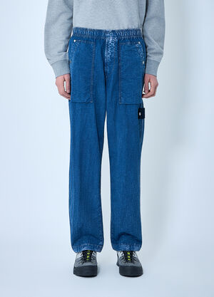 Stone Island Elasticated Denim Cargo Trousers Blue sto0164031