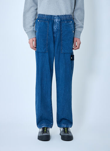 LN-CC® - Stone Island: Elasticated Denim Cargo Trousers - Blue Stone Island Elasticated Denim Cargo Trousers Blue sto0164031