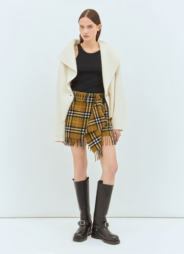 LN-CC® - Burberry: 格纹羊毛羊绒围巾半裙 - 棕色 Burberry 格纹羊毛羊绒围巾半裙 棕色 bur0258002