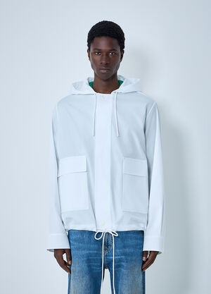 LN-CC® - Lacoste: Runway Hooded Poplin Jacket - White Lacoste Runway Hooded Poplin Jacket White lac0164002