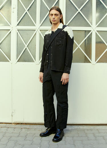 LN-CC® - NÒMARYTHM TEXTILE: 手染开领衬衫 - 黑色 NÒMARYTHM TEXTILE 手染开领衬衫 黑色 nma0154008