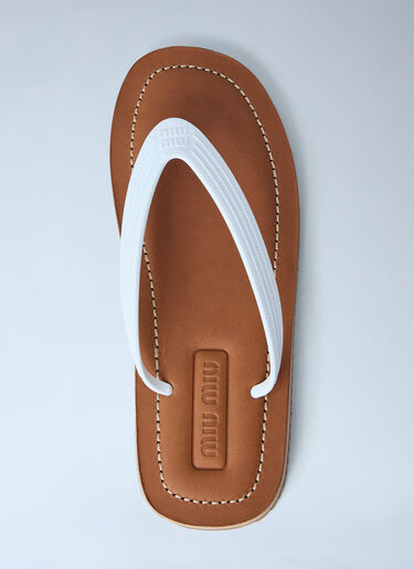 Miu Miu Leather Sole Flip-Flops White miu0264034
