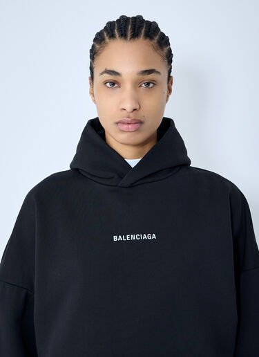 LN-CC® - Balenciaga: Logo Motif Hooded Sweatshirt - Black Balenciaga Logo Motif Hooded Sweatshirt Black bal0259066