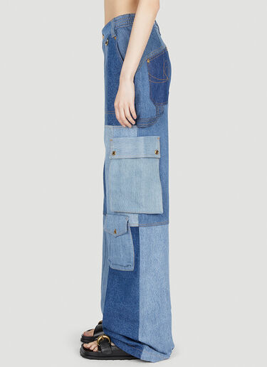 LN-CC® - Marine Serre: Panel Cargo Jeans - Blue Marine Serre Panel Cargo Jeans Blue mrs0252016